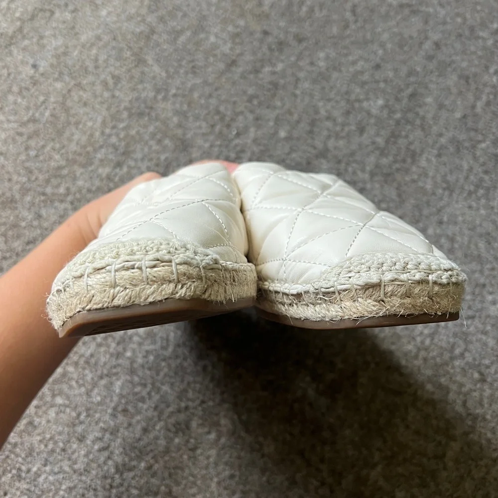 Aerosoles‎ Olson Cream Espadrille Slides Leather Flat Mules Shoes Women’s Size 8